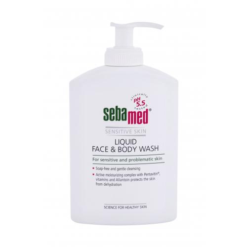 SebaMed Sensitive Skin Face  Body Wash 300 ml čistiaca emulzia na tvár a telo na citlivú pokožku pre ženy