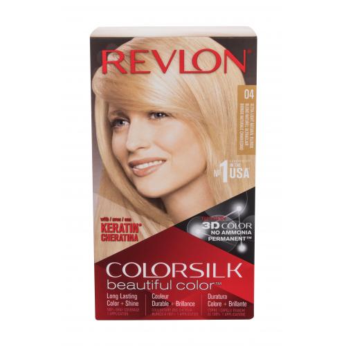 Revlon Colorsilk Beautiful Color farba na vlasy pre ženy farba na vlasy Colorsilk Beautiful Color 59,1 ml  vyvíjač 59,1 ml  kondicionér 11,8 ml  aplikátor 1 ks  rukavice 04 Ultra Light Natural Blonde