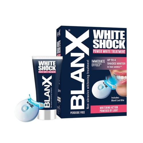 BlanX White Shock Power White Treatment bieliaca zubná pasta s led aktivátorom unisex zubná pasta 50 ml  LED aktivátor