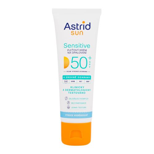 Astrid Sun Sensitive Face Cream SPF50 50 ml vodoodolný opaľovací krém na tvár pre citlivú pleť unisex