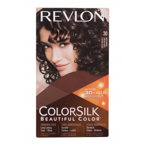 Revlon Colorsilk Beautiful Color farba na vlasy pre ženy farba na vlasy Colorsilk Beautiful Color 59,1 ml  vyvíjač 59,1 ml  kondicionér 11,8 ml  rukavice 30 Dark Brown