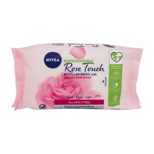 Nivea Rose Touch Micellar Wipes With Organic Rose Water 25 ks micelárne čistiace pleťové utierky pre ženy