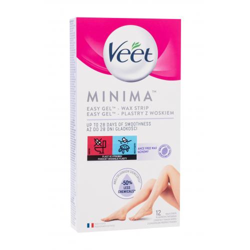 Veet Minima Easy-Gel™ Wax Strips Legs  Body 12 ks depilačné pásiky na telo a nohy so zníženým obsahom chemických látok pre ženy