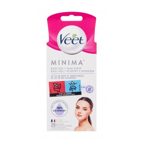 Veet Minima Easy-Gel™ Wax Strips Face 20 ks depilačné pásiky na tvár so zníženým obsahom chemických látok pre ženy
