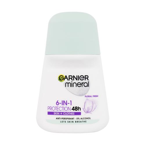 Garnier Mineral Protection 6-in-1 Floral Fresh 48h 50 ml antiperspirant proti potu, zápachu a škvrnám na oblečení pre ženy