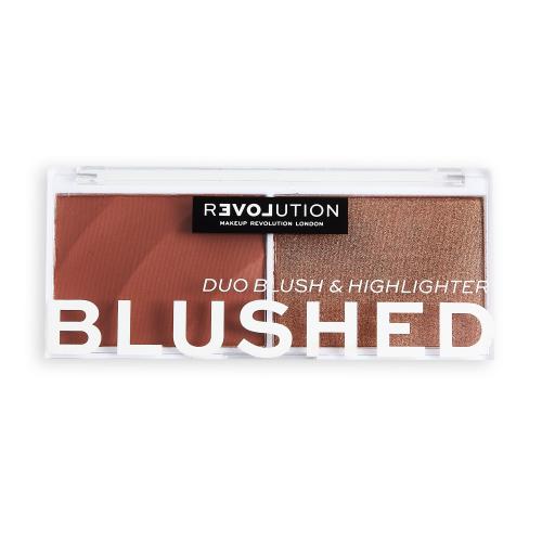 Revolution Relove Colour Play Blushed Duo Blush  Highlighter 5,8 g paletka s rozjasňovačom a lícenkou pre ženy Baby