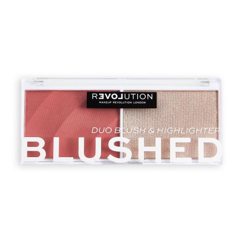 Revolution Relove Colour Play Blushed Duo Blush  Highlighter 5,8 g paletka s rozjasňovačom a lícenkou pre ženy Cute