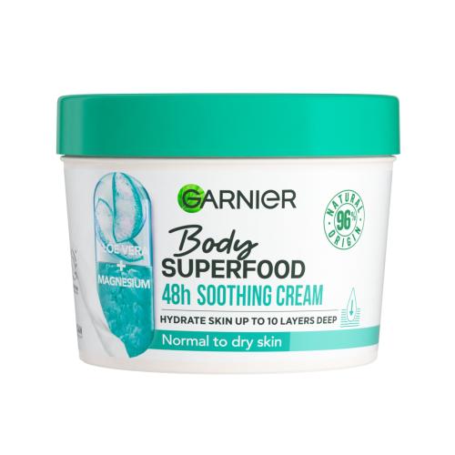 Garnier Body Superfood 48h Soothing Cream Aloe Vera  Magnesium 380 ml upokojujúci telový krém na normálnu a suchú pokožku pre ženy