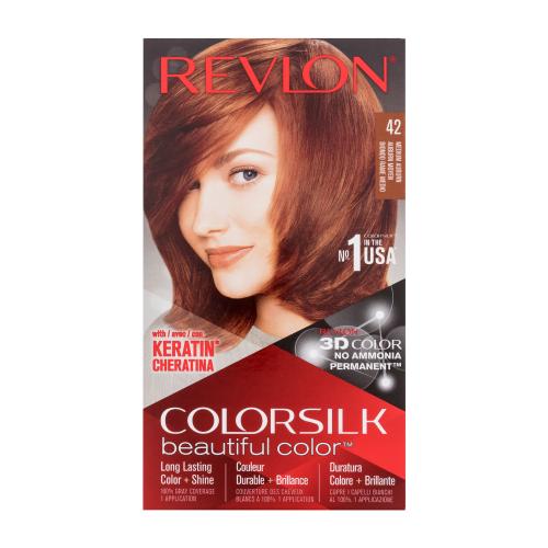 Revlon Colorsilk Beautiful Color farba na vlasy pre ženy farba na vlasy Colorsilk Beautiful Color 59,1 ml  vyvíjač 59,1 ml  kondicionér 11,8 ml  rukavice 42 Medium Auburn