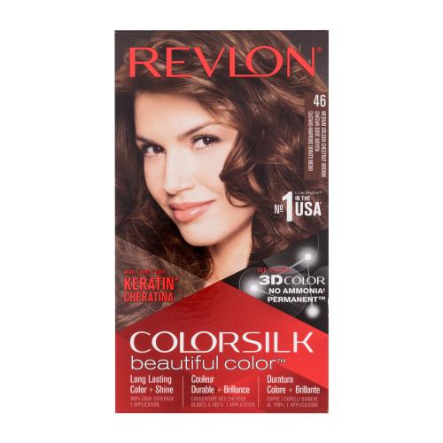 Revlon Colorsilk Beautiful Color farba na vlasy pre ženy farba na vlasy Colorsilk Beautiful Color 59,1 ml  vyvíjač 59,1 ml  kondicionér 11,8 ml  rukavice 46 Medium Golden Chestnut Brown