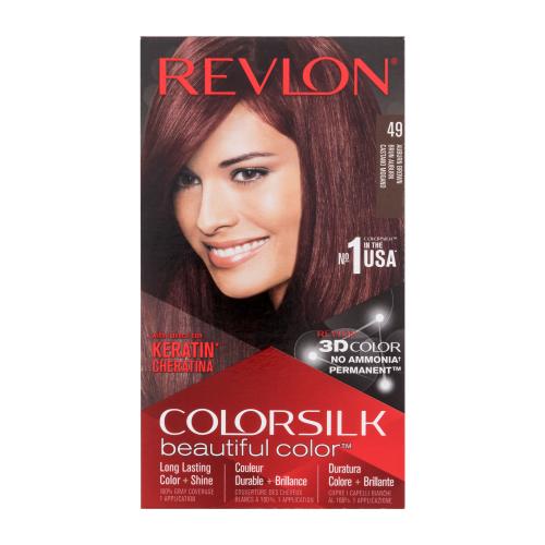 Revlon Colorsilk Beautiful Color farba na vlasy pre ženy farba na vlasy Colorsilk Beautiful Color 59,1 ml  vyvíjač 59,1 ml  kondicionér 11,8 ml  rukavice 49 Auburn Brown