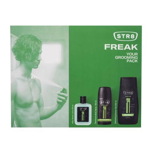 STR8 FREAK SET1 darčeková kazeta pre mužov voda po holení 50 ml  sprchovací gél 250 ml  dezodorant 150 ml
