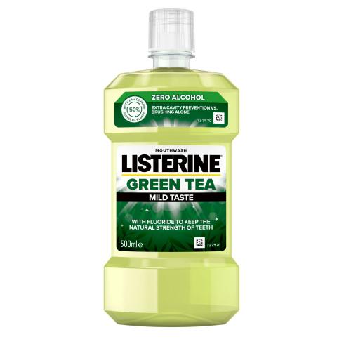 Listerine Green Tea Mild Taste Mouthwash 500 ml ústna voda bez alkoholu na posilnenie zubnej skloviny unisex