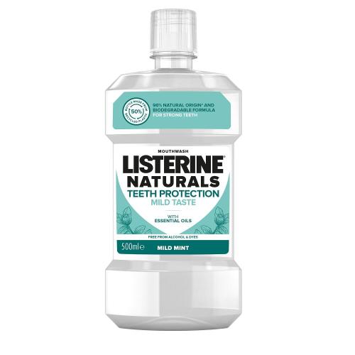 Listerine Naturals Teeth Protection Mild Taste Mouthwash 500 ml prírodná ústna voda bez alkoholu na ochranu zubov unisex