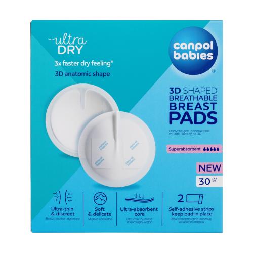 Canpol babies Ultra Dry 3D Shaped Breathable Breast Pads jednorazové vložky do podprsenky pre ženy 30 ks jednorazových vložiek do podprsenky