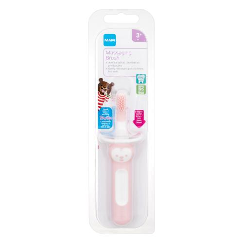 MAM Baby´s Brush Massaging Brush 3m Pink 1 ks kefka na masírovanie ďasien a čistenie prvých zúbkov pre deti