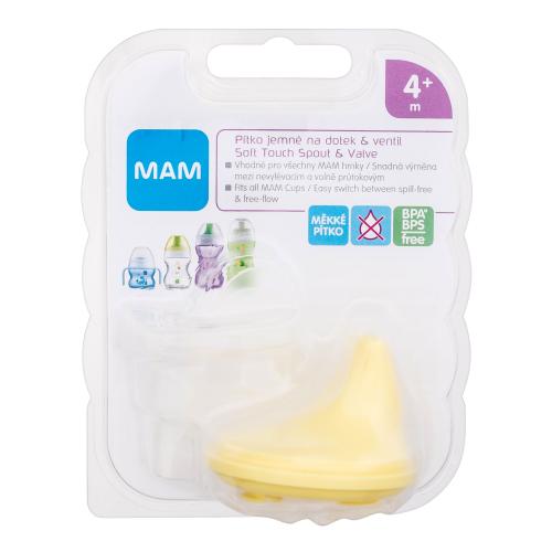 MAM Spout  Valve Soft Touch 4m Yellow 1 ks jemné napajádlo na hrnček s ventilom pre deti