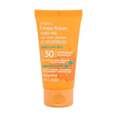 Pupa Sunscreen Anti-Aging Cream SPF50 50 ml vodoodolný opaľovací krém na tvár proti starnutiu pleti unisex