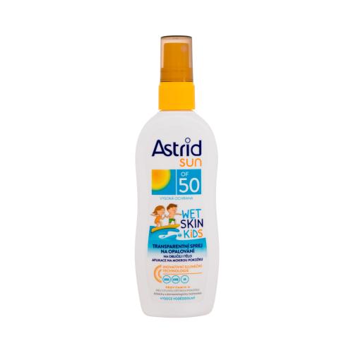Astrid Sun Kids Wet Skin Transparent Spray SPF50 150 ml vodoodolný opaľovací sprej na mokrú pokožku pre deti