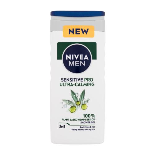 Nivea Men Sensitive Pro Ultra-Calming Shower Gel 250 ml sprchovací gél na telo, tvár a vlasy pre mužov