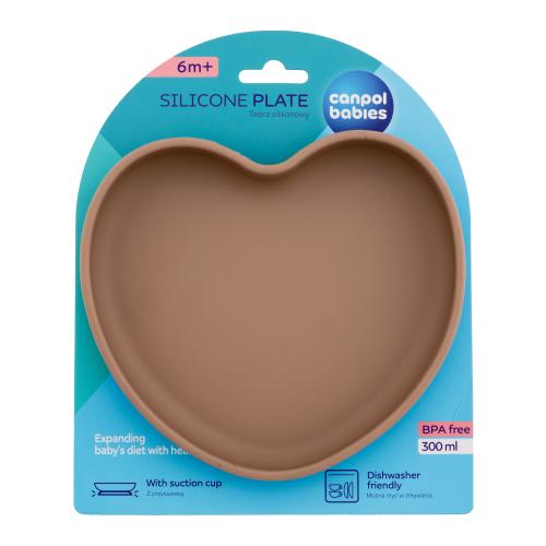 Canpol babies Silicone Suction Plate Heart Beige 300 ml silikónový tanier s prísavkou pre deti
