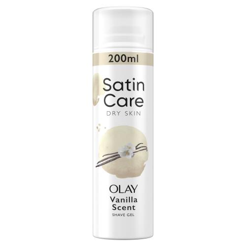 Gillette Satin Care Olay Vanilla Dream Shave Gel 200 ml gél na holenie na suchú pokožku pre ženy