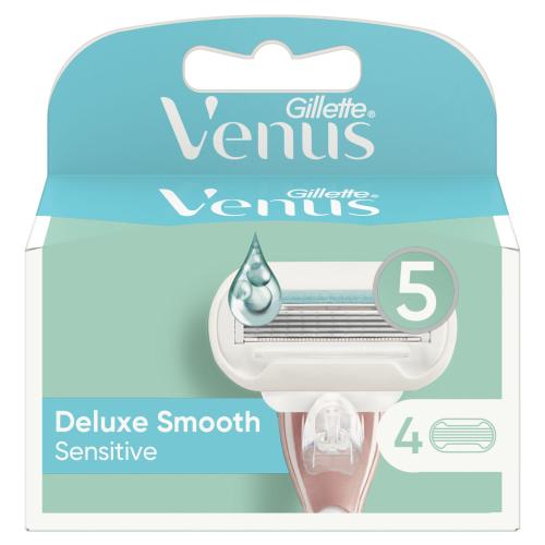 Gillette Venus Deluxe Smooth Sensitive holiaca hlava na citlivú pokožku pre ženy náhradné ostrie 4 ks