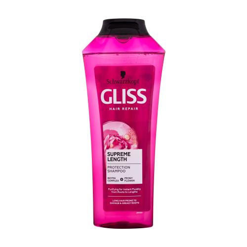 Schwarzkopf Gliss Supreme Length Protection Shampoo 400 ml ochranný šampón na dlhé vlasy so sklonom k poškodeniu a štiepeniu končekov pre ženy
