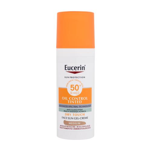 Eucerin Sun Oil Control Tinted Dry Touch Sun Gel-Cream SPF50 50 ml tónujúci opaľovací gélový krém na tvár unisex Medium