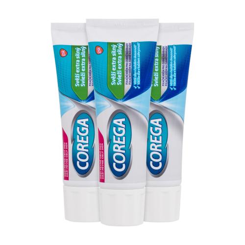 Corega Fresh Extra Strong Trio extra silný fixačný krém na zubnú náhradu unisex fixačný krém na zubnú náhradu 3 x 40 g