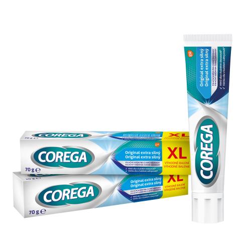 Corega Original Extra Strong Duo extra silný fixačný krém na zubnú náhradu unisex Fixačný krém na zubnú náhradu 2 x 70 g
