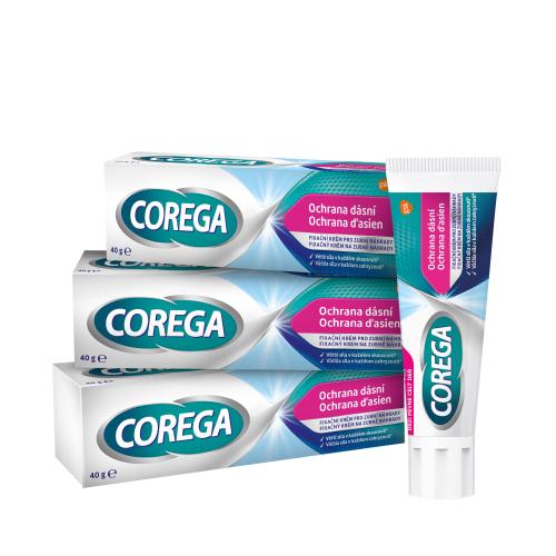 Corega Gum Protection Trio fixačný krém bez príchute s ochranou ďasien unisex Fixačný krém na zubnú náhradu 3 x 40 g