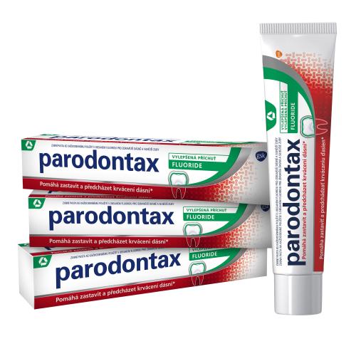 Parodontax Fluoride Trio zubná pasta proti krvácaniu, zápalu ďasien a parodontitíde unisex zubná pasta 3 x 75 ml