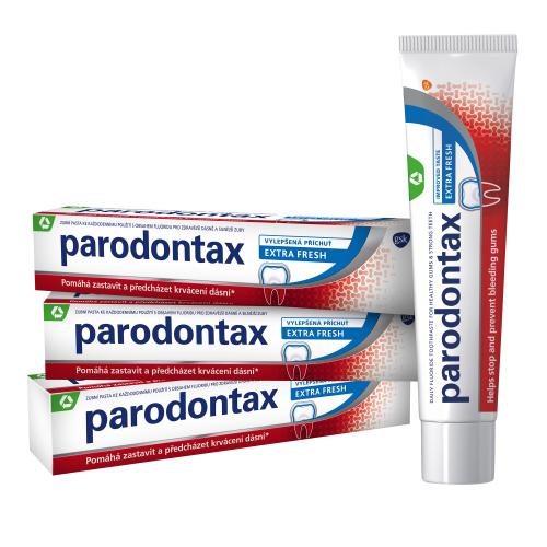 Parodontax Extra Fresh Trio osviežujúca zubná pasta proti krvácaniu ďasien unisex zubná pasta 3 x 75 ml