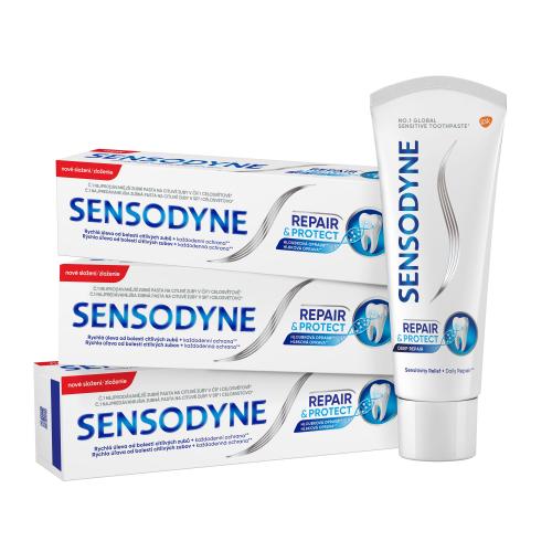 Sensodyne Repair  Protect Trio zubná pasta na úľavu od bolesti citlivých zubov unisex zubná pasta 3 x 75 ml