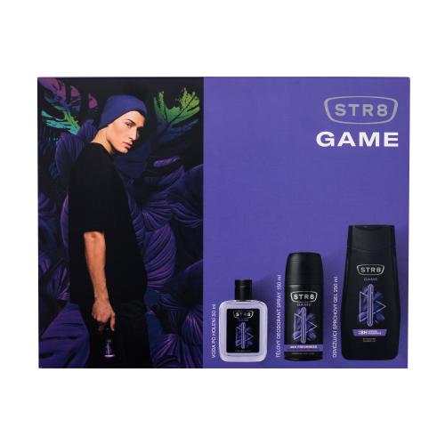 STR8 Game darčeková kazeta pre mužov voda po holení 50 ml  dezodorant 150 ml  sprchovací gél 250 ml