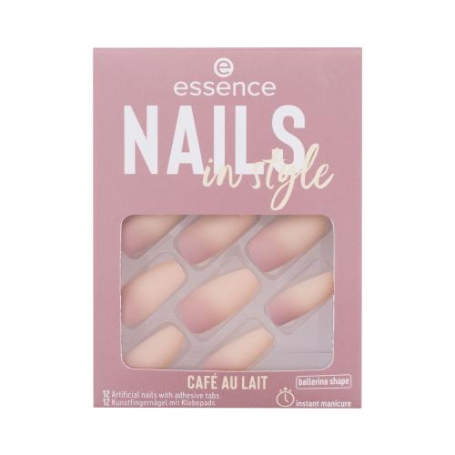 Essence Nails In Style 12 ks umelé nechty so samolepiacimi vankúšikmi pre ženy 16 Café Au Lait