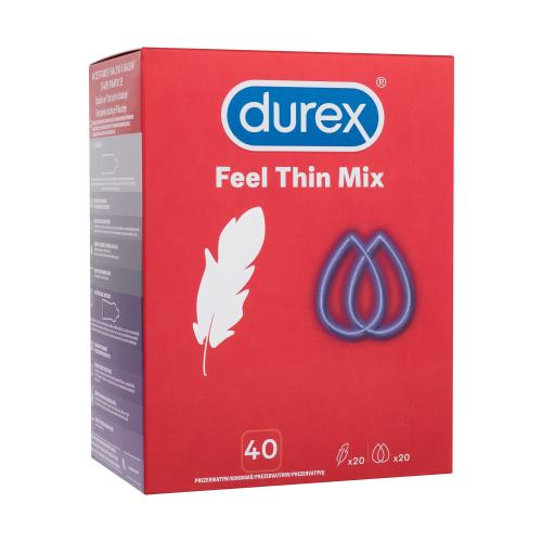 Durex Feel Thin Mix kondómy pre mužov kondóm Feel Thin Ultra 20 ks  kondóm Feel Thin Extra Lubricated 20 ks