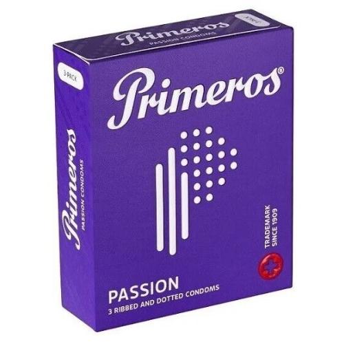Primeros Passion vrúbkované kondómy s kokosovou vôňou pre mužov kondóm 3 ks