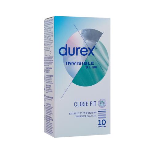 Durex Invisible Slim tenké a užšie kondómy so silikónovým lubrikačným gélom pre mužov kondóm 10 ks