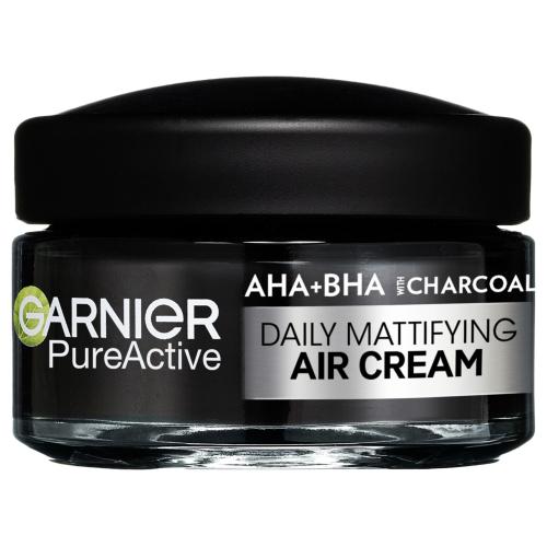 Garnier Pure Active AHA  BHA Charcoal Daily Mattifying Air Cream 50 ml zvláčňujúci denný pleťový krém unisex