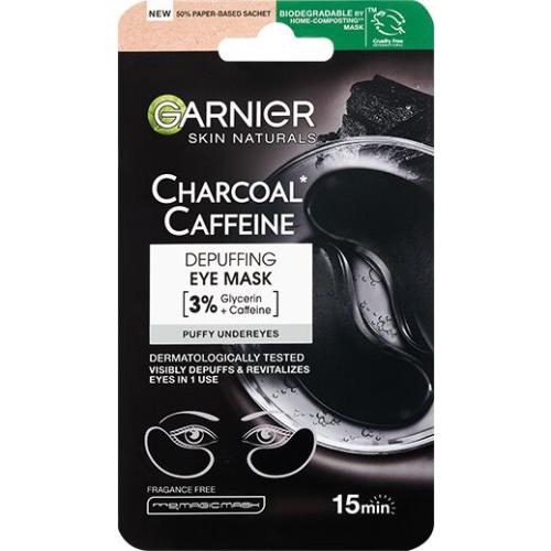Garnier Skin Naturals Charcoal Caffeine Depuffing Eye Mask 5 g osviežujúca maska na očné okolie s aktívnym uhlím a kofeínom pre ženy