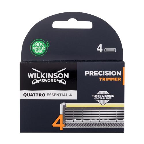 Wilkinson Sword Quattro Essential 4 Precision Trimmer náhradné ostrie pre mužov náhradné žiletky 4 ks