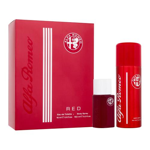 Alfa Romeo Red darčeková kazeta pre mužov toaletná voda 15 ml  telový sprej 150 ml