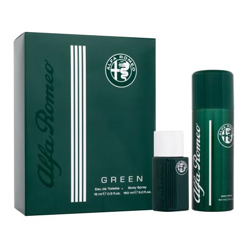 Alfa Romeo Green darčeková kazeta pre mužov toaletná voda 15 ml  telový sprej 150 ml