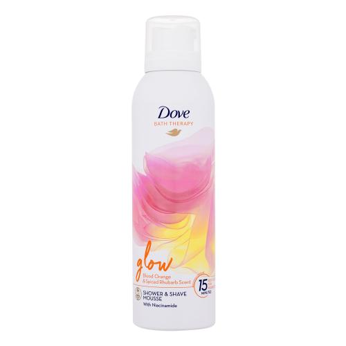 Dove Bath Therapy Glow Shower  Shave Mousse 200 ml sprchovacia a holiaca pena s vôňou červeného pomaranča a rebarbory pre ženy