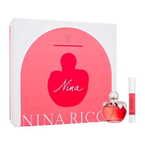 Nina Ricci Nina darčeková kazeta pre ženy toaletná voda 50 ml  rúž Jumbo Lipstick Matte 2,5 g Iconic Pink