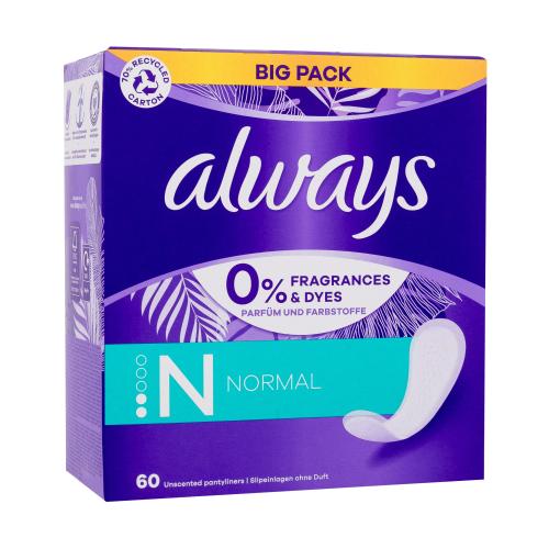 Always Daily Normal intímky bez parfumácie pre ženy slipová vložka 60 ks