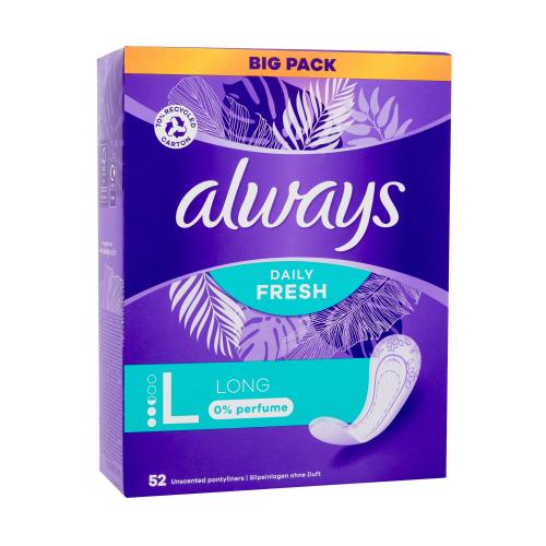Always Daily Fresh Long intímky bez parfumácie pre ženy slipová vložka 52 ks