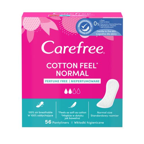Carefree Cotton Feel Normal intímky bez parfumácie pre ženy slipová vložka 56 ks